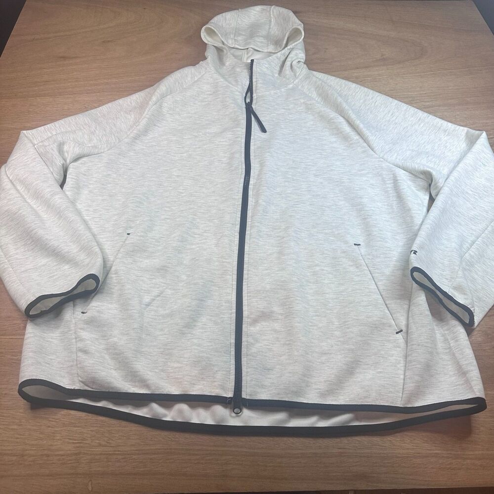 Russell Athletic Men’s 2XL Fusion Knit Full Zip Hooded Jacket White Gray